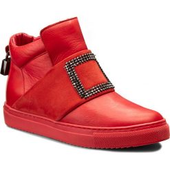 Botki CARINII - B3843 H54-H55-PSK-B67. Czerwone botki damskie na obcasie marki Carinii, z materiału. W wyprzedaży za 279,00 zł.