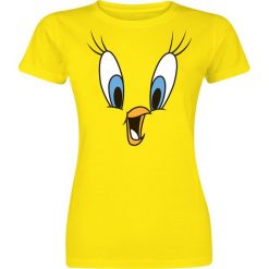 Looney Tunes Tweety Face Koszulka damska żółty. Żółte bluzki asymetryczne Looney Tunes, l, z nadrukiem, z okrągłym kołnierzem. Za 54,90 zł.