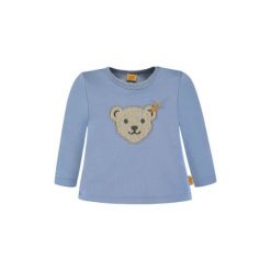 Steiff Boys Bluzka, niebieski - Gr.74. Niebieskie bluzy niemowlęce Steiff, z aplikacjami, z elastanu, bez rękawów, bez kaptura. Za 119,00 zł.