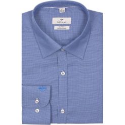 Koszule męskie na spinki: koszula winberg 2102 długi rękaw slim fit granatowy