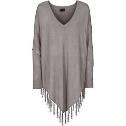Poncho bonprix ciemnoszary melanż. Szare swetry damskie bonprix, na zimę, bez wzorów, eleganckie, bez rękawów, bez kaptura. Za 109,99 zł.