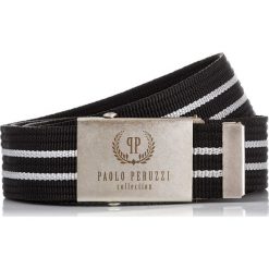 PARCIANY MĘSKI PASEK PAOLO PERUZZI. Szare paski męskie marki Paolo Peruzzi, w paski, z materiału. Za 29,90 zł.