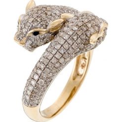 Złoty pierścionek z diamentami i szafirami. Żółte pierścionki damskie Diamond & Co, z szafirem, złote. W wyprzedaży za 3279,95 zł.