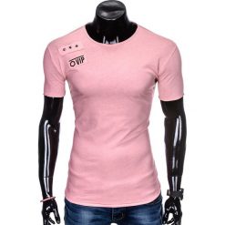 T-shirt męski z nadrukiem S957 - pudrowy róż. Różowe t-shirty męskie Ombre Clothing, s, z nadrukiem, bez kołnierzyka. Za 15,99 zł.