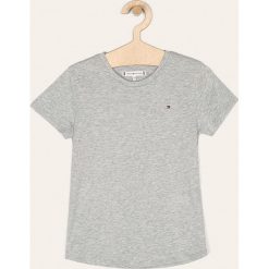 Tommy Hilfiger - T-shirt dziecięcy 128-176 cm. Różowe bluzki dziewczęce TOMMY HILFIGER, bez wzorów, z bawełny, z okrągłym kołnierzem, z krótkim rękawem, krótkie, bez kaptura. Za 99,90 zł.