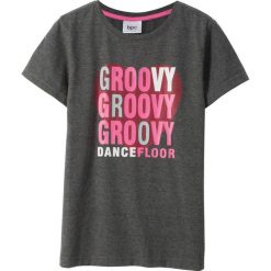 T-shirt bonprix antracytowy melanż. Szare bluzki dziewczęce bonprix, bez wzorów, bez kołnierzyka, bez rękawów, bez kaptura. Za 24,99 zł.