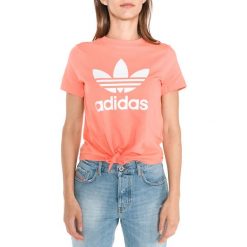 Adidas Originals Trefoil Koszulka Pomarańczowy. Pomarańczowe koszulki damskie adidas Originals, z nadrukiem, z elastanu, bez kołnierzyka. Za 154,95 zł.