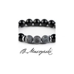 Bransoletka Labradoryt/Onyx. Szare bransoletki męskie marki B.muszyński, z labradorytem, srebrne. Za 89,00 zł.