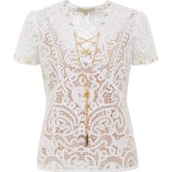 MICHAEL Michael Kors EMB MESH LACING TOP Bluzka white. Białe bluzki damskie MICHAEL Michael Kors, bez wzorów, z bawełny, bez kołnierzyka, bez rękawów. Za 949,00 zł.