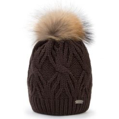 Czapka damska 87-HF-017-4. Brązowe czapki zimowe damskie marki Wittchen, na zimę, z dzianiny. Za 129,00 zł.
