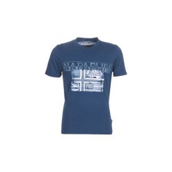 T-shirty z krótkim rękawem Napapijri SAWY. Niebieskie t-shirty męskie Napapijri, s, bez wzorów, bez kołnierzyka, krótkie. Za 151,20 zł.