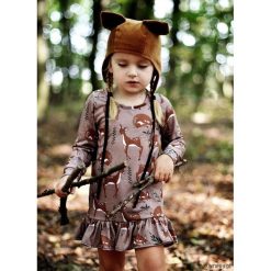 Sukienka Roe-Deer brown. Brązowe sukienki dziewczęce dzianinowe marki Pakamera, z nadrukiem. Za 109,00 zł.