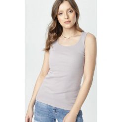 Khaki Top Straephis. Brązowe topy damskie Born2be, s, bez wzorów, z dzianiny, sportowe, z okrągłym kołnierzem, bez rękawów. Za 39,99 zł.