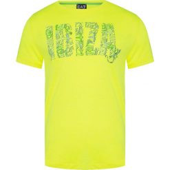 T-shirt EMPORIO ARMANI EA7. Żółte t-shirty męskie EA7 Emporio Armani, z nadrukiem, wakacyjne, z okrągłym kołnierzem. W wyprzedaży za 170,00 zł.