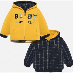 Mayoral - Bluza dwustronna dziecięca 74-98 cm. Żółte bluzy chłopięce Mayoral, z haftami, z elastanu, bez rękawów, z kapturem. W wyprzedaży za 99,90 zł.