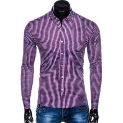 KOSZULA MĘSKA W KRATĘ Z DŁUGIM RĘKAWEM K441 - CZERWONA/GRANATOWA. Czerwone koszule męskie marki Ombre Clothing, s, z bawełny, z długim rękawem. Za 59,00 zł.