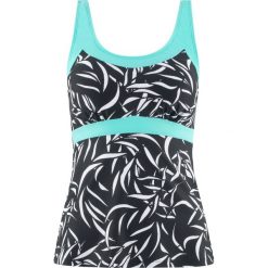 Top tankini bonprix czarno-biały. Czarne stroje kąpielowe damskie bonprix, bez wzorów. Za 79,99 zł.