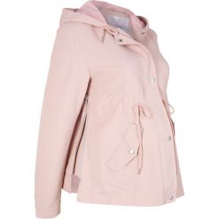 Kurtka ciążowa z falbaną z tyłu bonprix różowy. Różowe kurtki damskie bonprix, bez wzorów, moda ciążowa. Za 189,99 zł.