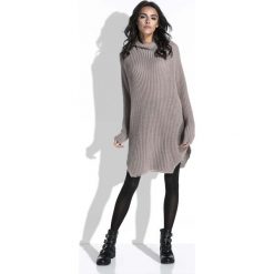 Mocca Sweter-Tunika z Półgolfem. Szare tuniki damskie marki Molly.pl, s, z dzianiny, z golfem. Za 139,90 zł.