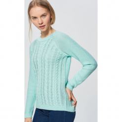 Lekki sweter z warkoczowym splotem - Turkusowy. Niebieskie bez kategorii Cropp, s, ze splotem. Za 69,99 zł.