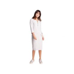 B018 Dresowa sukienka z rękawem 3/4. Szare sukienki damskie BE, xxl, bez wzorów, z dresówki, bez kołnierzyka, bez rękawów, midi. Za 175,00 zł.