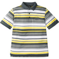 T-shirty chłopięce: Shirt polo w paski bonprix szaro-żółto-biały w paski