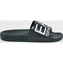 EA7 Emporio Armani - Klapki. Niebieskie klapki damskie marki EA7 Emporio Armani, bez wzorów, z materiału, bez obcasa. Za 199,90 zł.