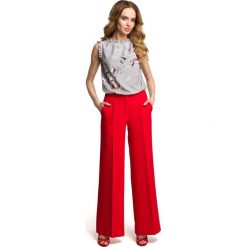 Eleganckie Szerokie Czerwone Spodnie w Kant. Czerwone spodnie damskie Molly.pl, s. Za 118,90 zł.
