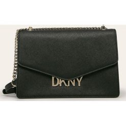 Dkny - Torebka skórzana. Czarne listonoszki damskie DKNY, w paski, ze skóry, na ramię, małe, bez dodatków. Za 1099,00 zł.