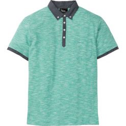 Shirt polo z kołnierzykiem z tkaniny bonprix zielony melanż. Zielone koszulki męskie bonprix, s, bez wzorów, z tkaniny, bez rękawów. Za 74,99 zł.