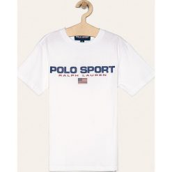 Polo Ralph Lauren - T-shirt dziecięcy 134-176 cm. Białe t-shirty chłopięce z nadrukiem, z bawełny. Za 179,90 zł.