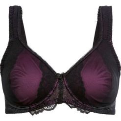 Biustonosz minimizer bonprix czarno-jagodowy. Czarne biustonosze bonprix, bez wzorów, z koronki. Za 59,99 zł.