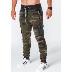 SPODNIE MĘSKIE DRESOWE P645 - MORO. Szare spodnie dresowe męskie Ombre Clothing, moro, z bawełny. Za 69,00 zł.
