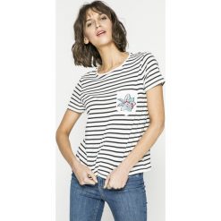 Roxy - Top. Białe bluzki damskie Roxy, s, z nadrukiem, z bawełny, z okrągłym kołnierzem. W wyprzedaży za 69,90 zł.