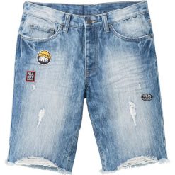 Bermudy dżinsowe Regular Fit bonprix niebieski "used". Niebieskie jeansy męskie regular bonprix, m, z aplikacjami, z jeansu. Za 49,99 zł.