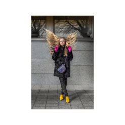 Torebka skórzana, kratka, Gaia 5. Fioletowe torebki klasyczne damskie Bolsa, w kratkę, ze skóry, bez dodatków. Za 350,10 zł.