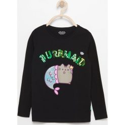 T-shirty dziewczęce: Bluzka z cekinami pusheen – Czarny
