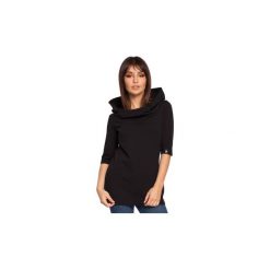 Bluzy Be B026 Bluza z krótkim rękawem i kapturem. Czarne bluzy damskie marki BE, s, bez wzorów, z krótkim rękawem, krótkie. Za 109,00 zł.