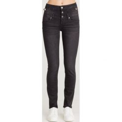 JEANSY RAMPY BOTTOM UP SLIM FIT LIU JO. Czarne jeansy damskie z aplikacjami, z elastanu, z podwyższonym stanem. Za 359,40 zł.