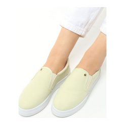 Trampki damskie slip on: Zielone Slip On Alba