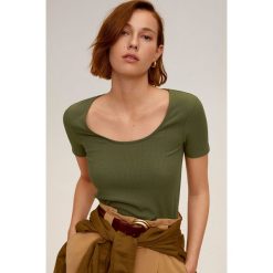 Mango - T-shirt Ribdance. Czarne bluzki damskie Mango, xl, bez wzorów, z elastanu, z okrągłym kołnierzem. Za 59,90 zł.