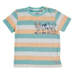 T-shirty chłopięce z nadrukiem: Koszulka w kolorze turkusowo-pomarańczowo-białym