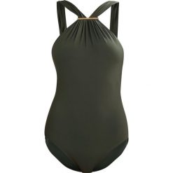 MICHAEL Michael Kors LOGO BAR HIGH NECK ONEPIECE Kostium kąpielowy ivy. Brązowe stroje kąpielowe damskie marki MICHAEL Michael Kors, bez wzorów, z elastanu. W wyprzedaży za 471,20 zł.
