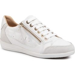 Sneakersy GEOX - D Myria C D0268C 08522 C1352 White/Off White. Białe półbuty damskie Geox, na co dzień, bez wzorów, ze skóry, bez obcasa, na płaskiej podeszwie, bez zapięcia. W wyprzedaży za 379,00 zł.