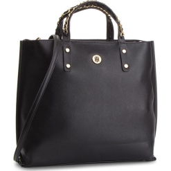 Torebka TOMMY HILFIGER - Chain Tote AW0AW05816 002. Czarne torebki klasyczne damskie TOMMY HILFIGER, ze skóry ekologicznej. Za 799,00 zł.