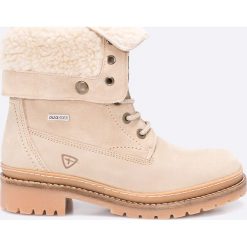 Tamaris - Botki. Szare botki damskie na obcasie Tamaris, z materiału, na sznurówki. W wyprzedaży za 239,90 zł.