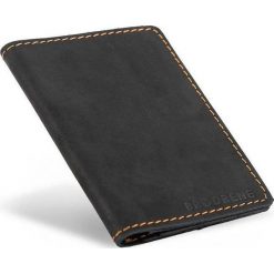 Skórzany cienki portfel slim wallet z miejscem na monety BRODRENE SW08 czarny - Czarny. Czarne portfele męskie Brødrene, bez wzorów, ze skóry. Za 99,99 zł.