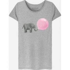 Koszulka "Jumbo Bubble Gum" w kolorze szarym. Szare koszulki damskie Wooop, xl, bez wzorów, z bawełny, z okrągłym kołnierzem. W wyprzedaży za 56,95 zł.