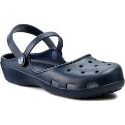 Sandały CROCS - Karin Clog W 202494 Navy. Niebieskie klapki damskie Crocs, bez wzorów, z tworzywa sztucznego, bez obcasa, na obcasie. W wyprzedaży za 149,00 zł.