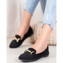 Eleganckie czarne mokasyny. Czarne mokasyny damskie Bestelle, z zamszu, eleganckie. Za 69,00 zł.